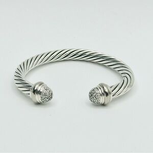 David Yurman Cable Classics Bracelet With Pave Diamond Domes and 18k Gold